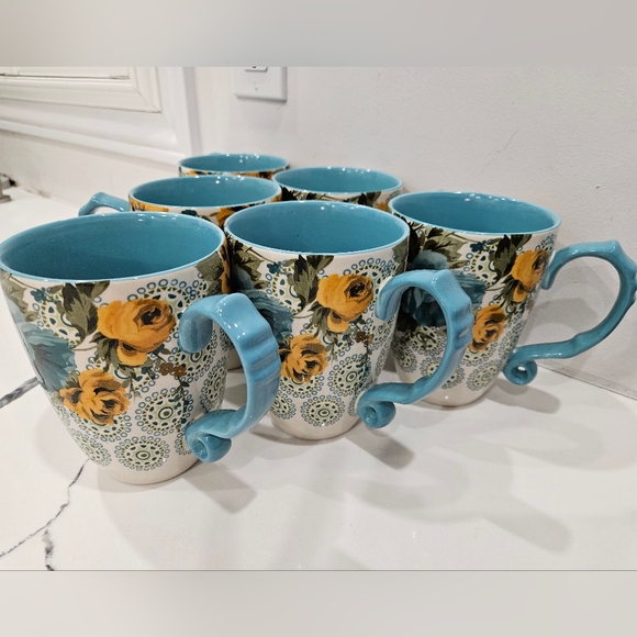 THE PIONEER WOMAN ROSE SHADOW JUMBO 26OZ LATTE MUG SET - Picture 4 of 8